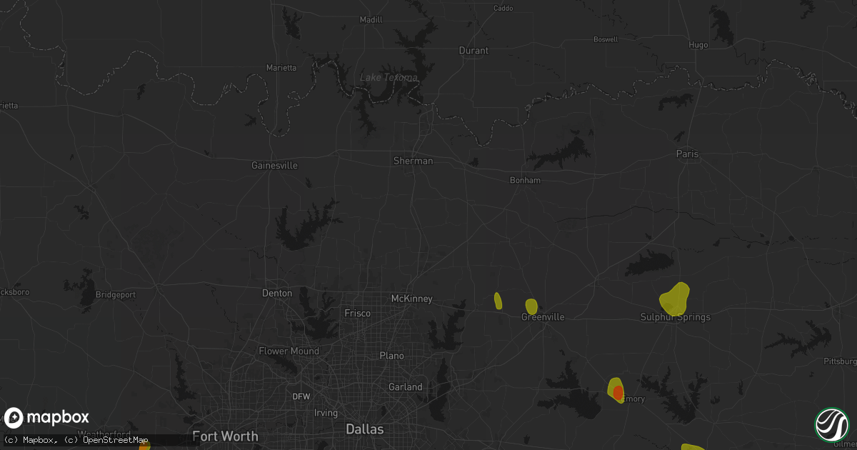 Hail map in Van Alstyne, TX on July 6, 2026