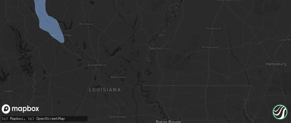 Hail map in Vidalia, LA on July 6, 2026
