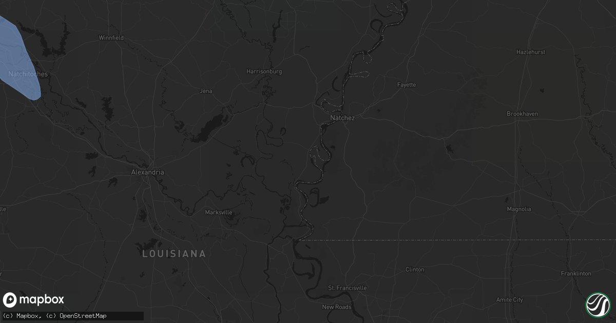 Hail map in Vidalia, LA on July 6, 2026