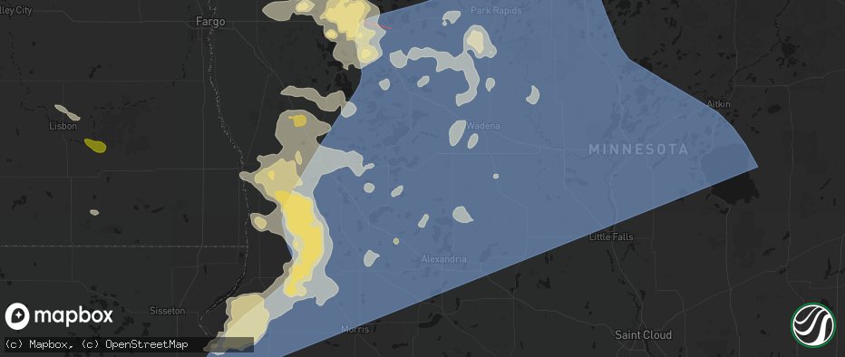 Hail map in Vining, MN on July 6, 2026
