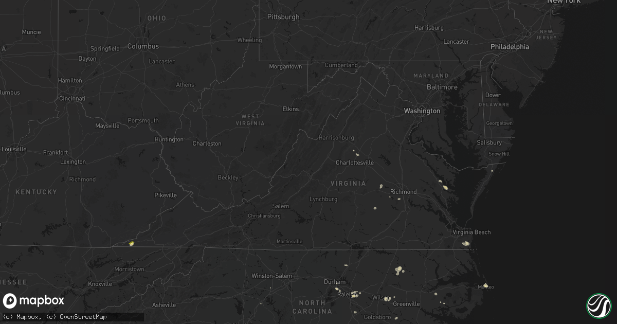 Hail map in Virginia on July 6, 2026