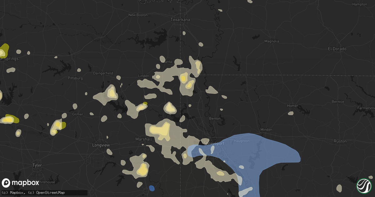 Hail map in Vivian, LA on July 6, 2026