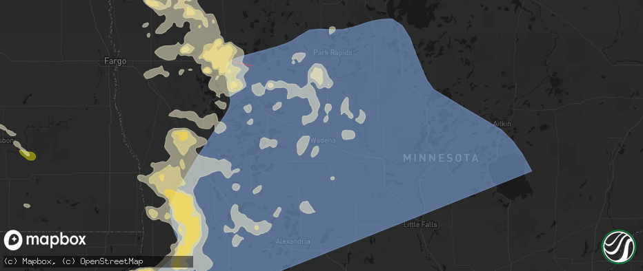 Hail map in Wadena, MN on July 6, 2026