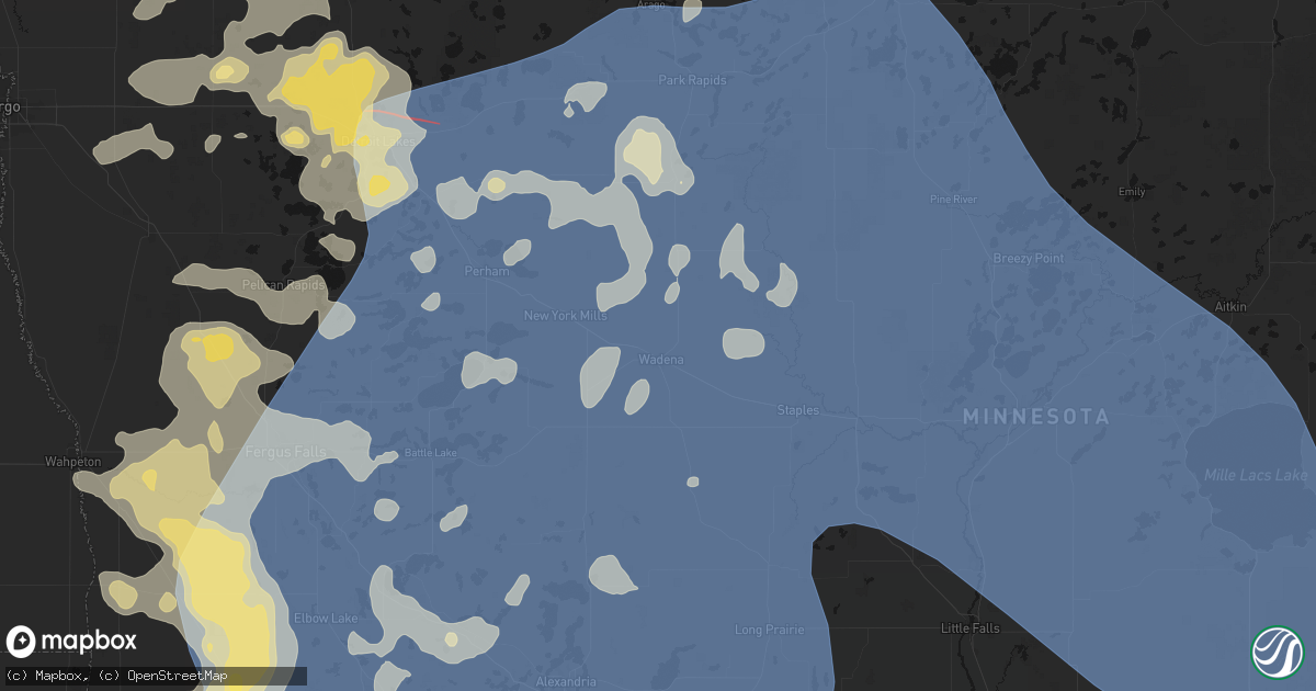 Hail map in Wadena, MN on July 6, 2026