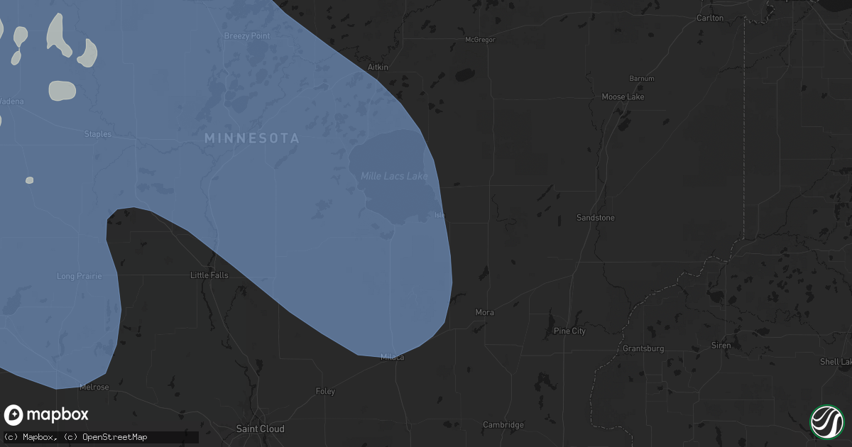 Hail map in Wahkon, MN on July 6, 2026