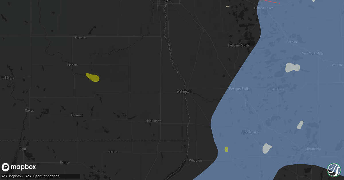 Hail map in Wahpeton, ND on July 6, 2026