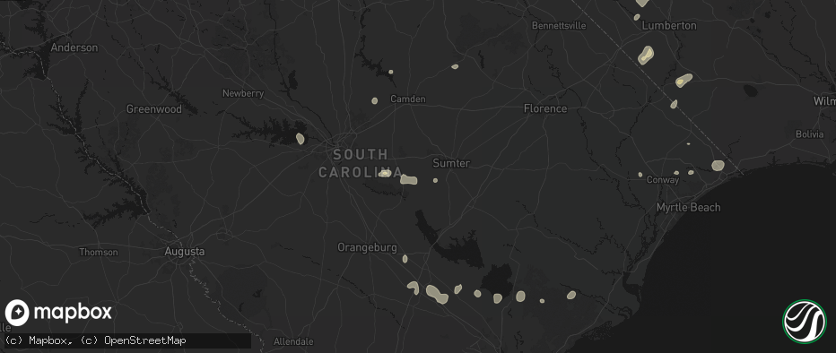 Hail map in Wedgefield, SC on July 6, 2026
