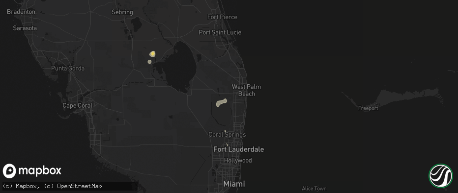 Hail map in Wellington, FL on July 6, 2026