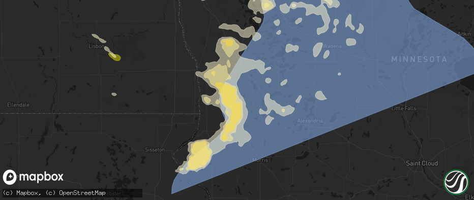 Hail map in Wendell, MN on July 6, 2026