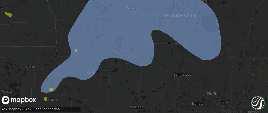 Hail map in West Union, MN on July 6, 2026