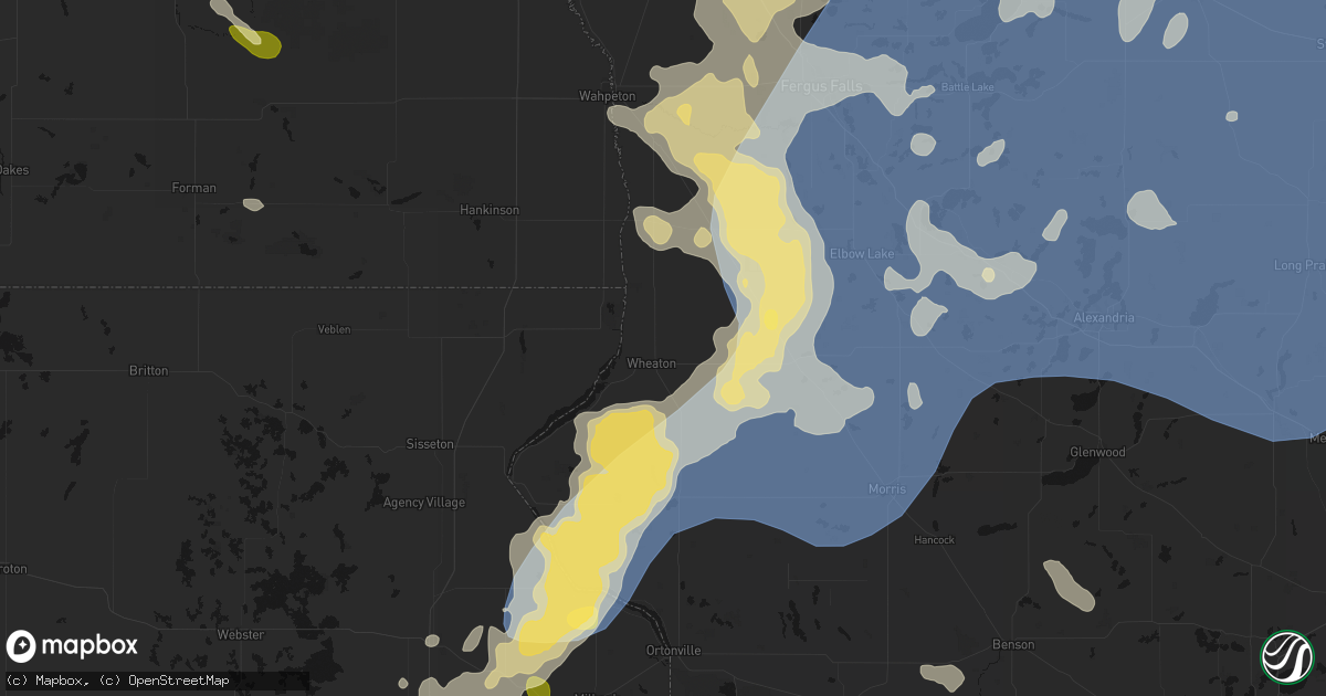 Hail map in Wheaton, MN on July 6, 2026