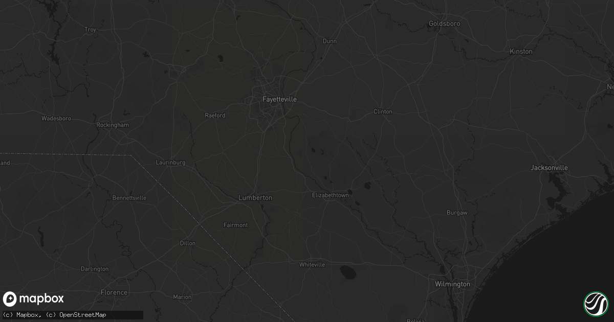 Hail map in White Oak, NC on July 6, 2026