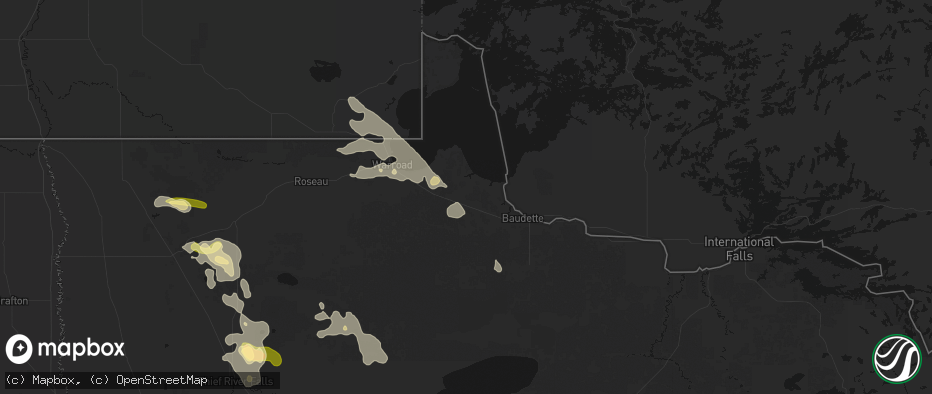 Hail map in Williams, MN on July 6, 2026