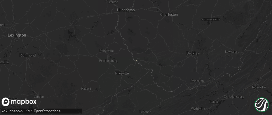Hail map in Williamson, WV on July 6, 2026