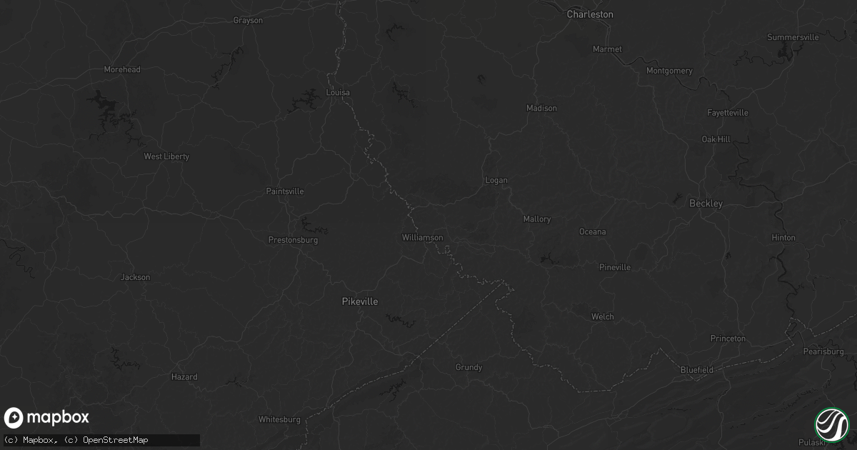 Hail map in Williamson, WV on July 6, 2026