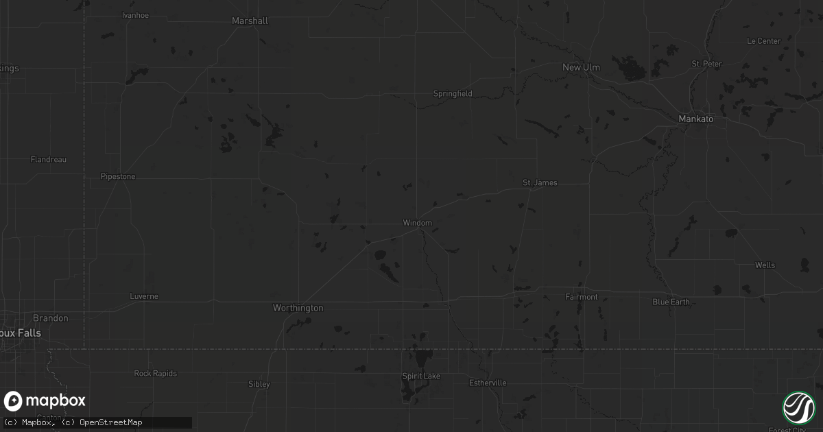 Hail map in Windom, MN on July 6, 2026