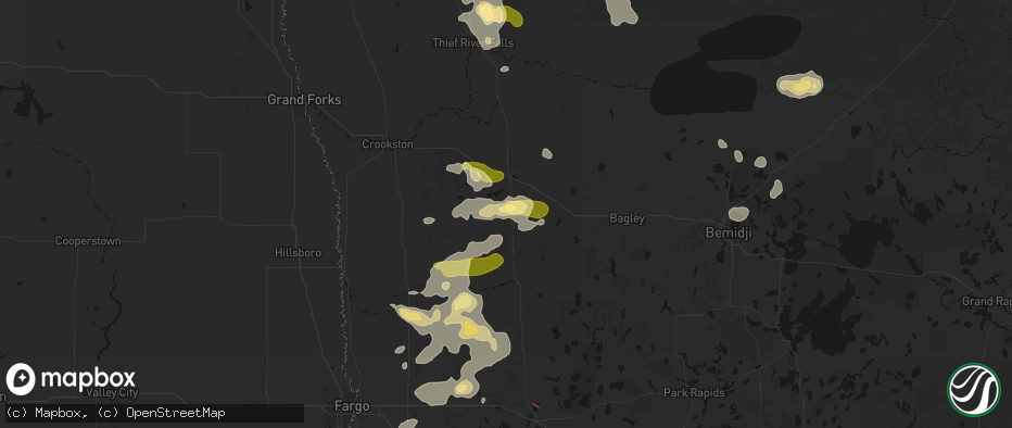 Hail map in Winger, MN on July 6, 2026