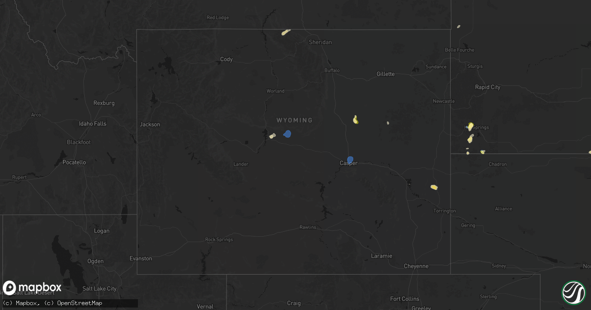 Hail map in Wyoming on July 6, 2026