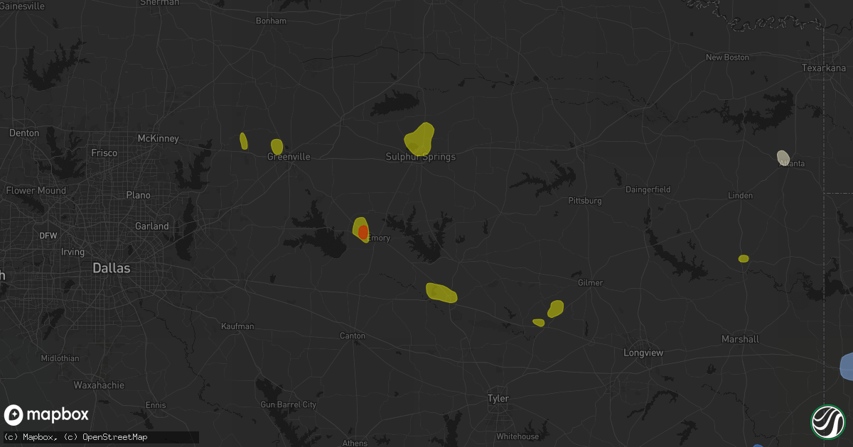 Hail map in Yantis, TX on July 6, 2026