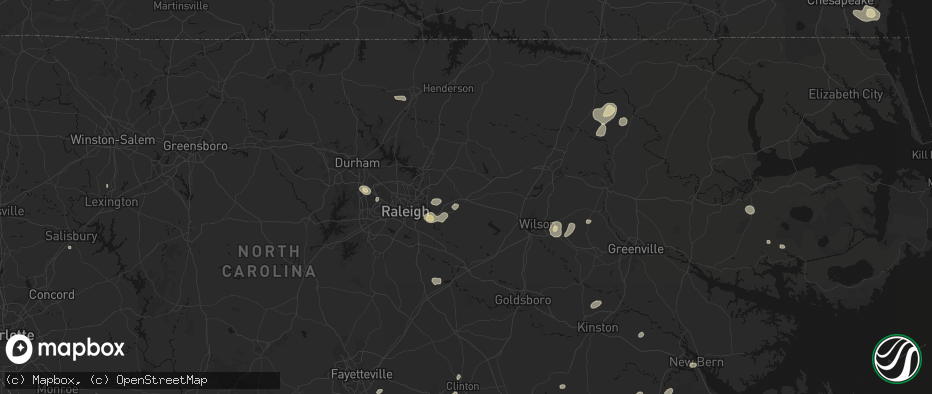Hail map in Zebulon, NC on July 6, 2026