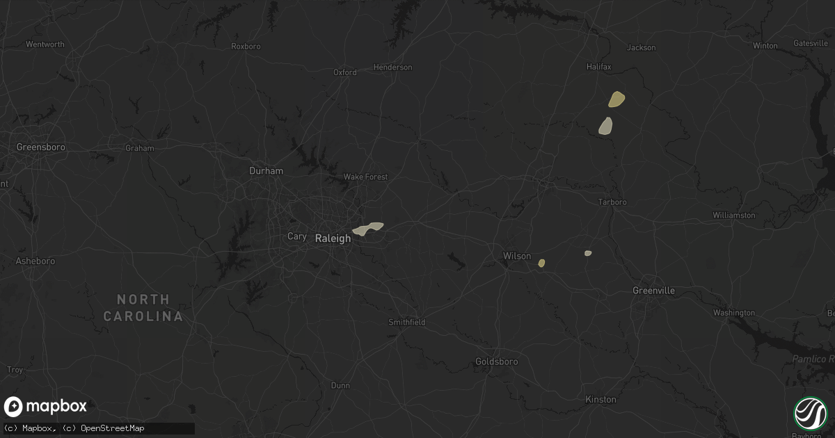 Hail map in Zebulon, NC on July 6, 2026
