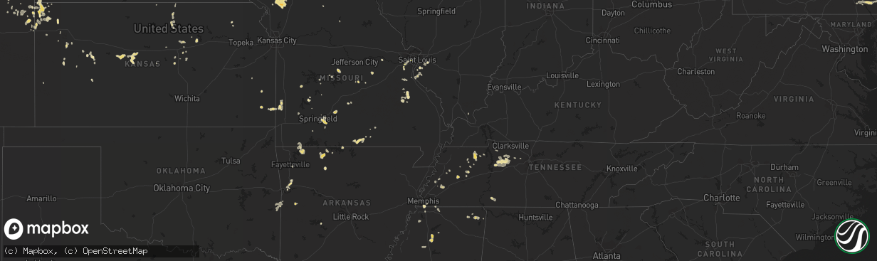 Hail map in Arkansas on July 7, 2012