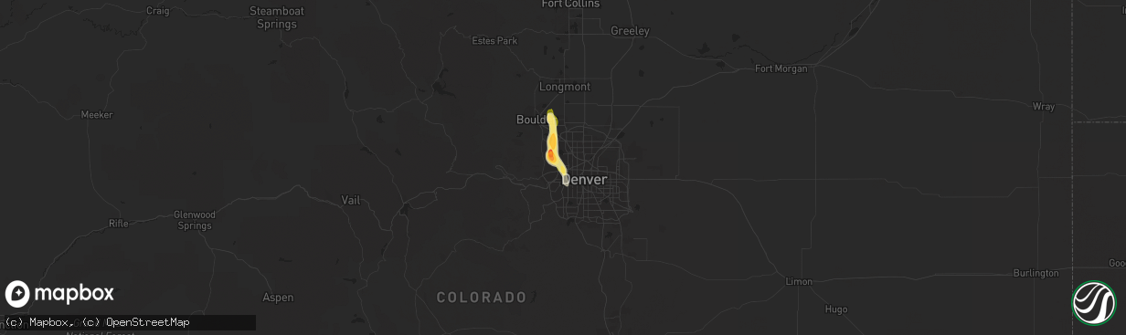 Hail map in Arvada, CO on July 7, 2014