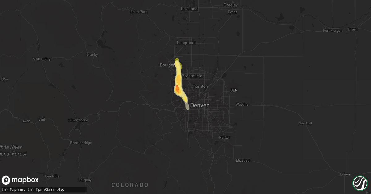 Hail map in Arvada, CO on July 7, 2014