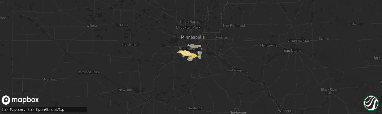 Hail map in Burnsville, MN on July 7, 2014