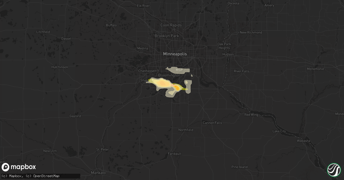 Hail map in Burnsville, MN on July 7, 2014