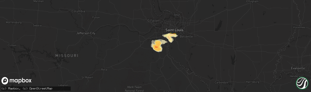 Hail map in Cedar Hill, MO on July 7, 2014