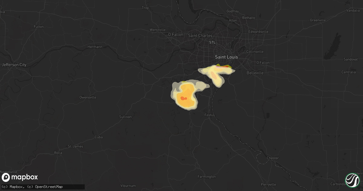 Hail map in Cedar Hill, MO on July 7, 2014