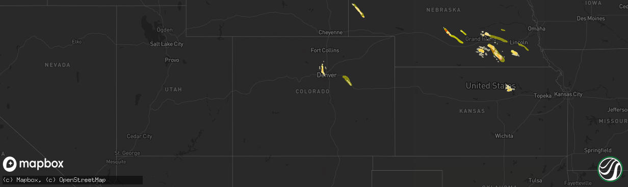 Hail map in Colorado on July 7, 2014