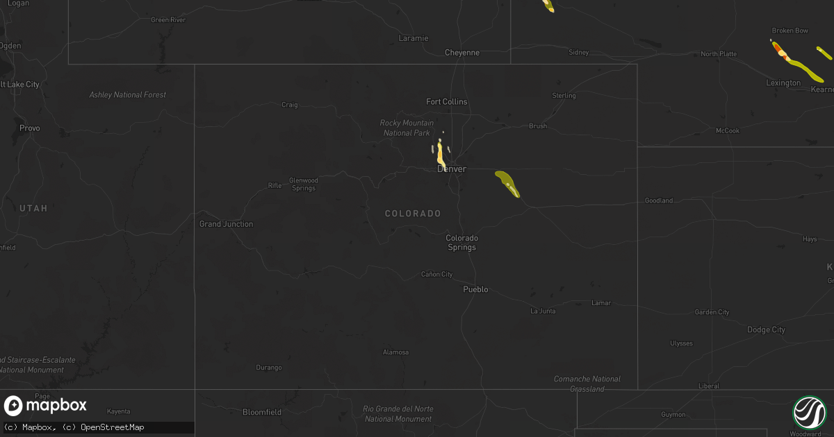 Hail map in Colorado on July 7, 2014