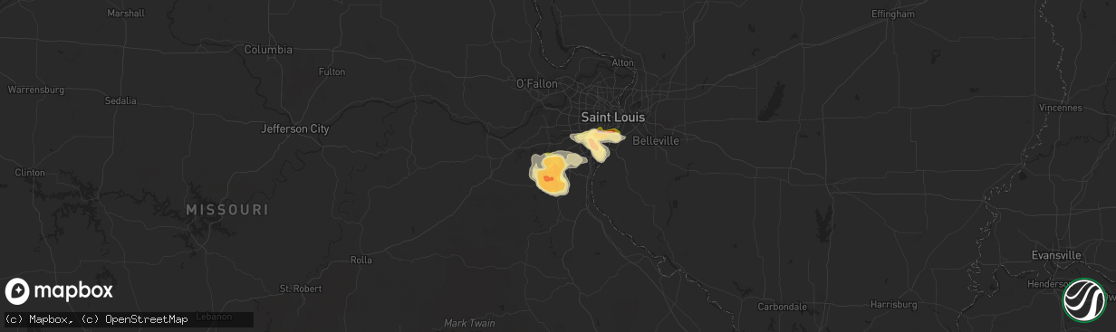 Hail map in House Springs, MO on July 7, 2014