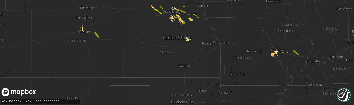 Hail map in Kansas on July 7, 2014