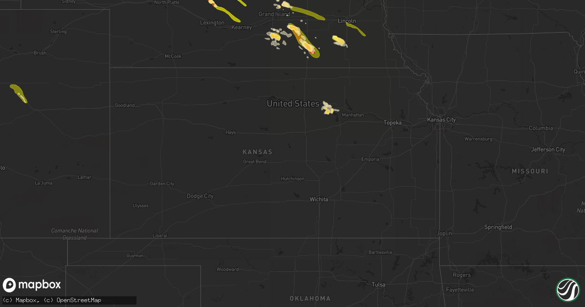 Hail map in Kansas on July 7, 2014