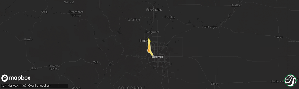 Hail map in Louisville, CO on July 7, 2014