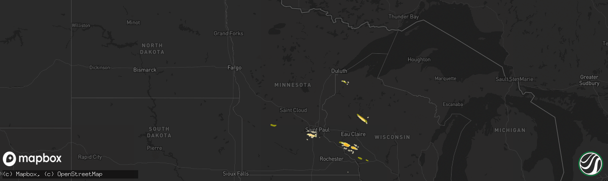 Hail map in Minnesota on July 7, 2014