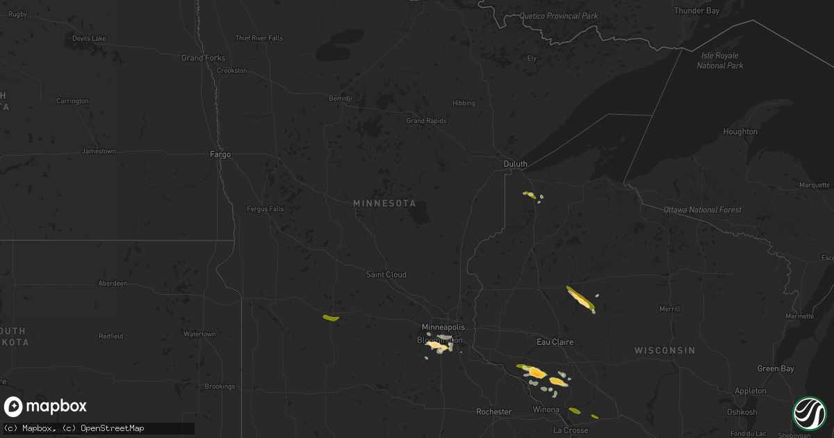 Hail map in Minnesota on July 7, 2014