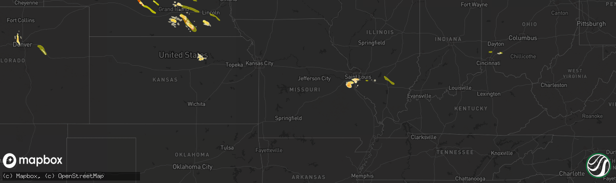 Hail map in Missouri on July 7, 2014