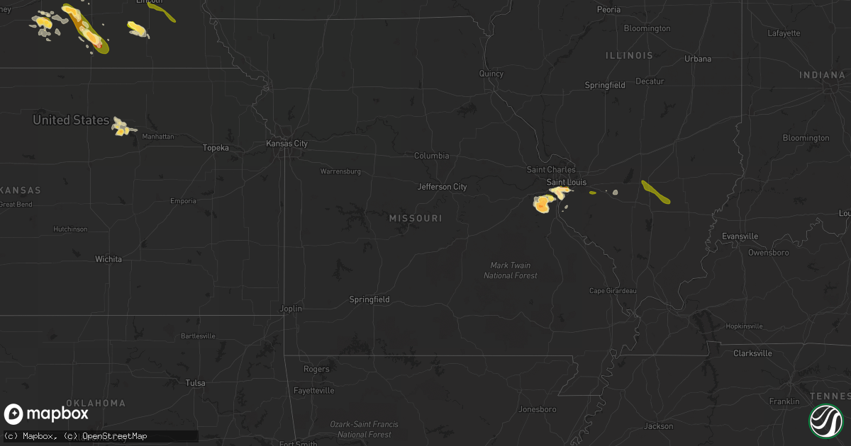Hail map in Missouri on July 7, 2014