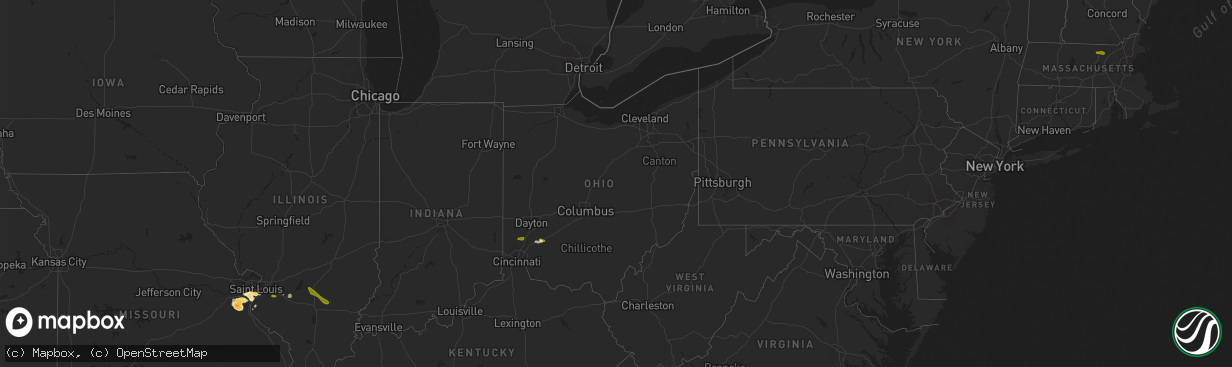 Hail map in Ohio on July 7, 2014