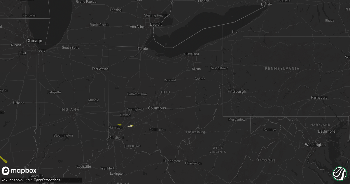 Hail map in Ohio on July 7, 2014