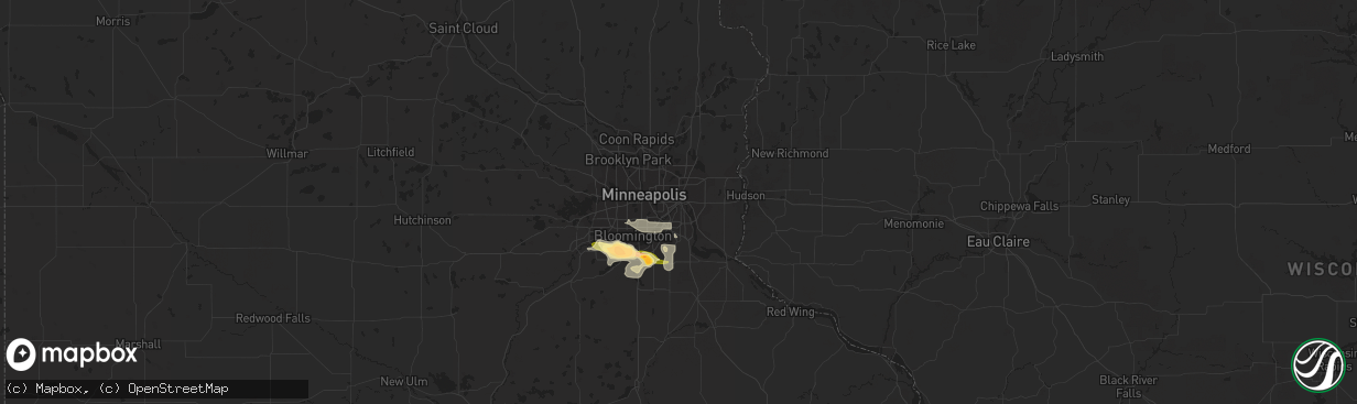 Hail map in Saint Paul, MN on July 7, 2014