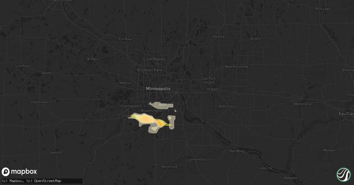 Hail map in Saint Paul, MN on July 7, 2014