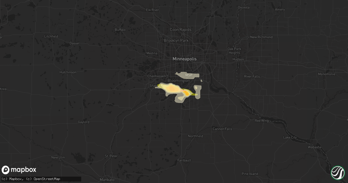 Hail map in Savage, MN on July 7, 2014
