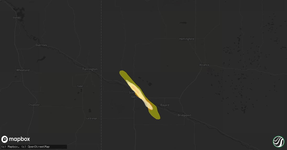 Hail map in Scottsbluff, NE on July 7, 2014