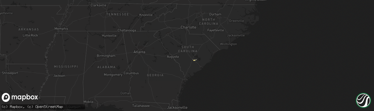 Hail map in South Carolina on July 7, 2014