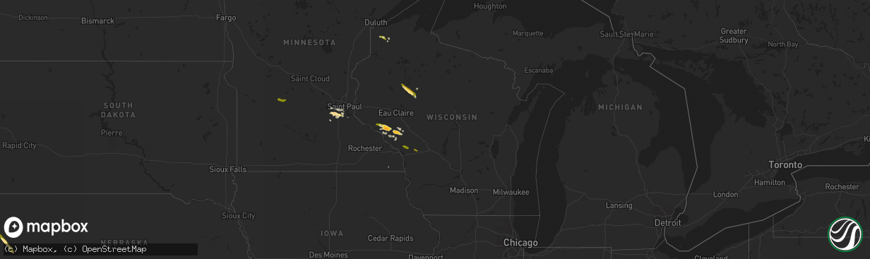 Hail map in Wisconsin on July 7, 2014